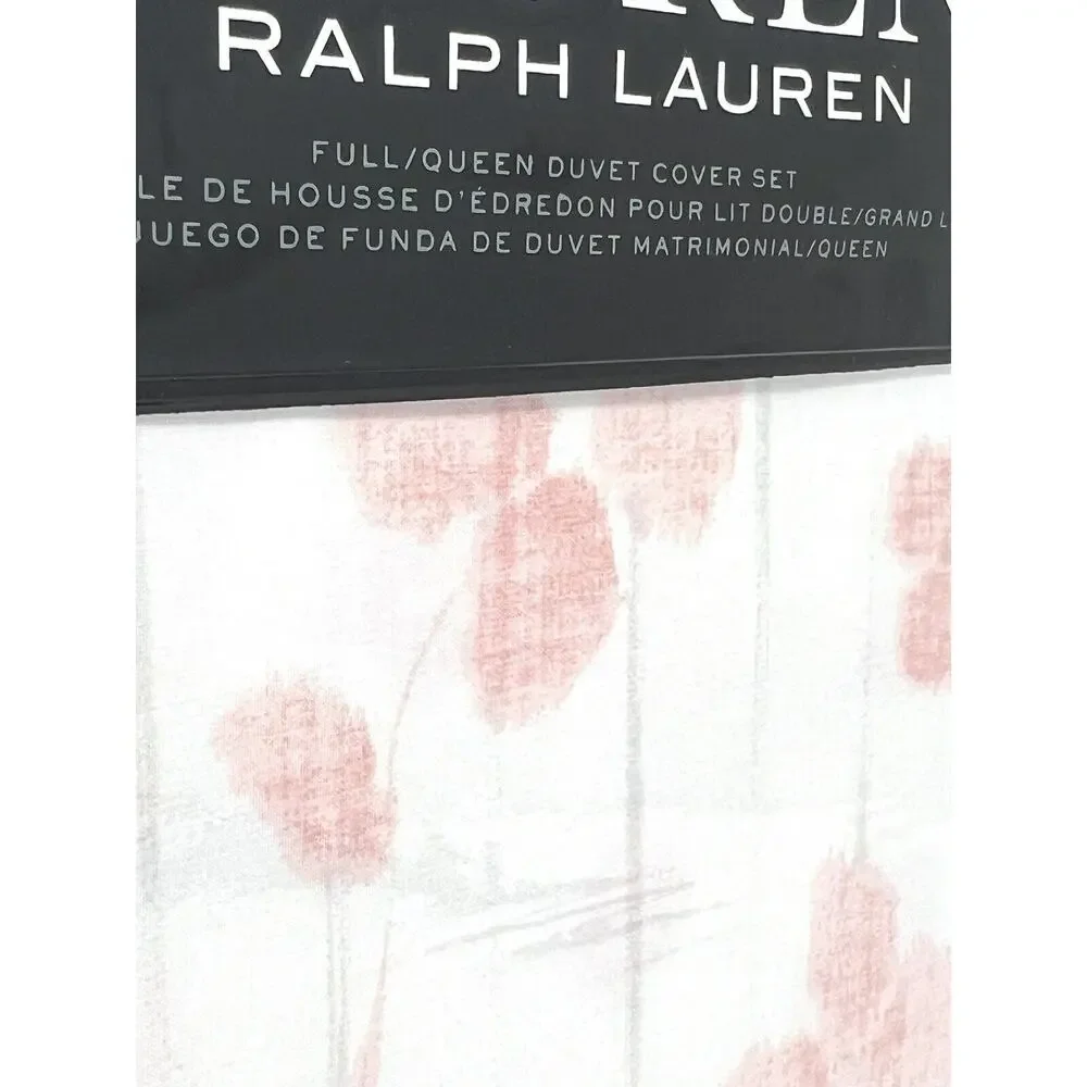 Lauren Ralph Lauren Anya BLUSH Pink Floral Queen Duvet Cover Set COVER AND SHAMS
